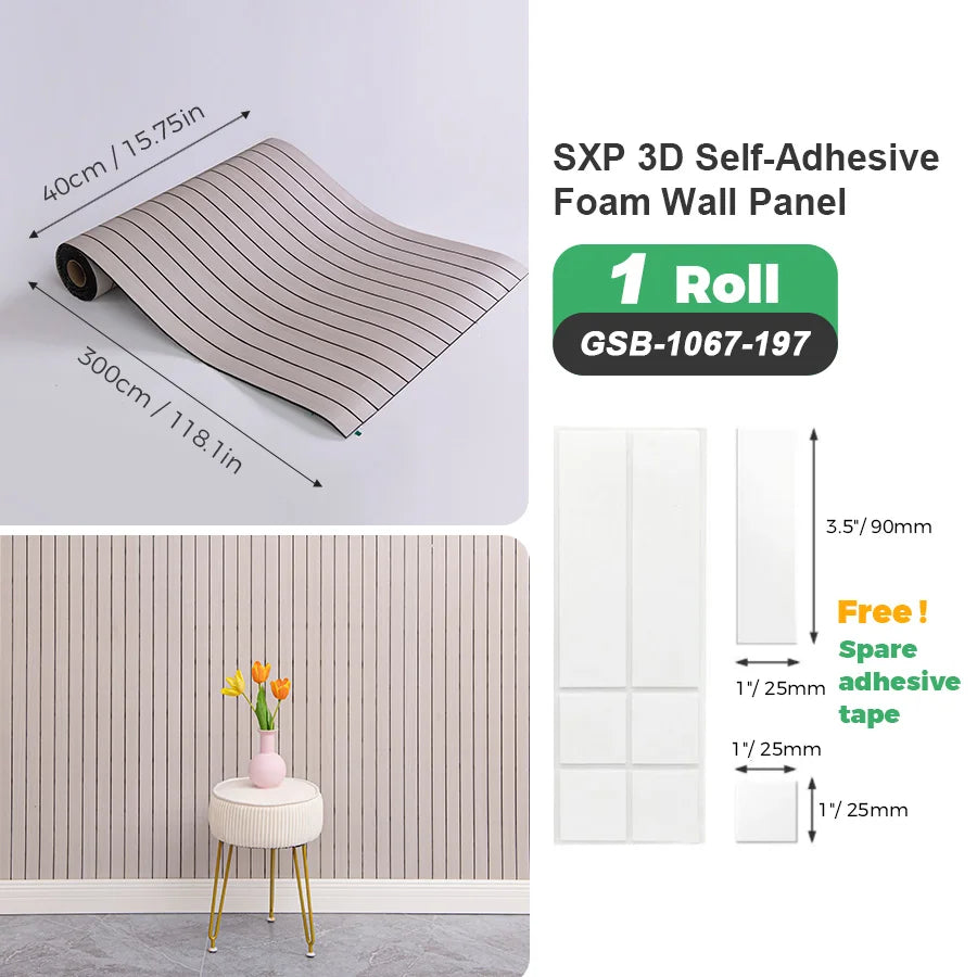 1 Roll Self-Adhesive Grid Wall Sticker SXP Wallpaper Sticker 15.75x118.11inch(12.91 Sq.Ft) Peel and Stick, Suitable for any room
