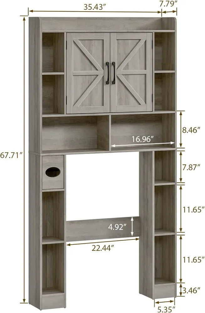 RBXC Farmhouse Over Toilet Storage Cabinet With Barn Doors