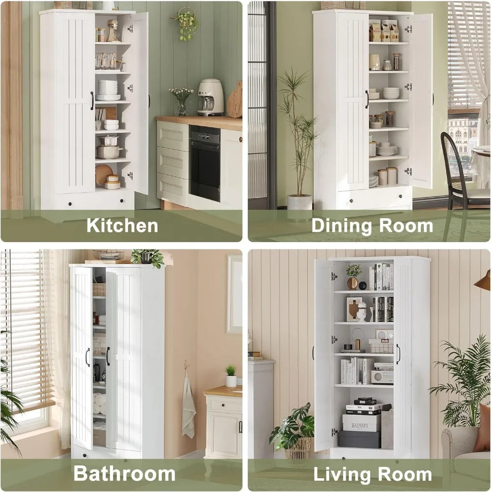 Wooden Storage Cabinet With Adjustable Shelves And Doors