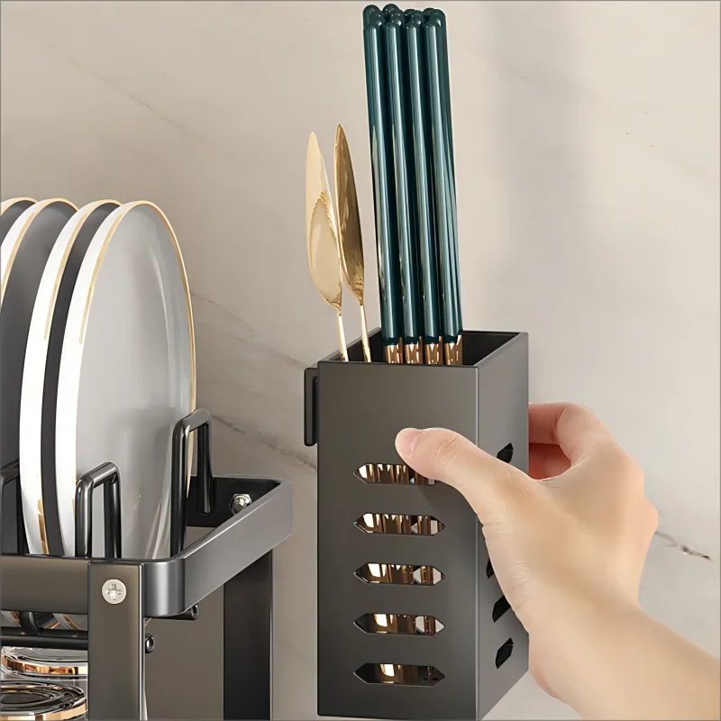 Stainless Steel Dish Drying Rack Adjustable Kitchen Plate Organizer with Drainboard Over Sink Plate Drainer Storage Organizer