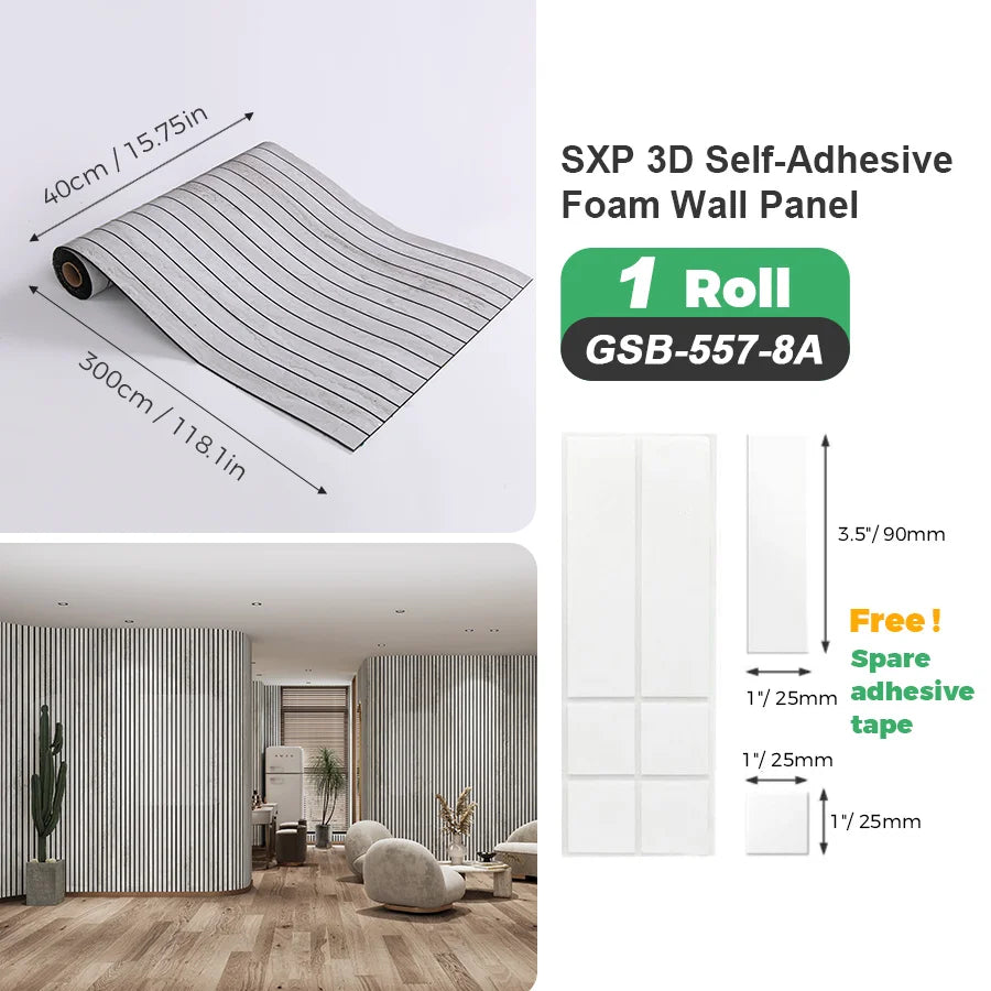 1 Roll Self-Adhesive Grid Wall Sticker SXP Wallpaper Sticker 15.75x118.11inch(12.91 Sq.Ft) Peel and Stick, Suitable for any room