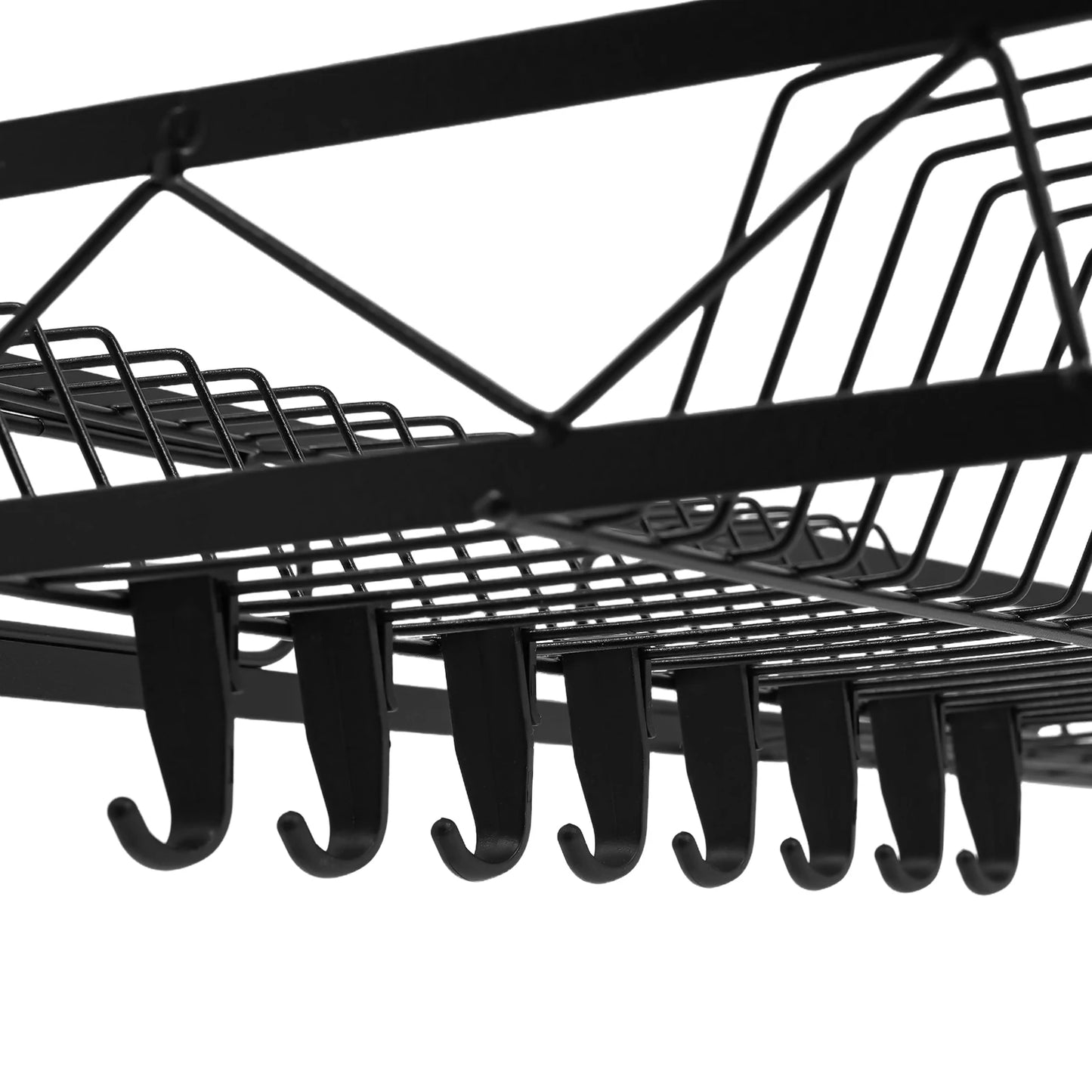 Two Tier Over Sink Dish Drying Rack Carbon Steel Above Sink Drainer Kitchen Organizer For Kitchen Counter 62 To 82 Cm