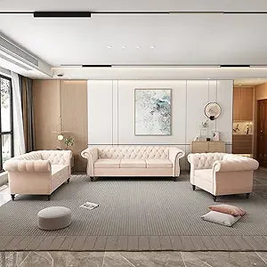 DAFIFY Velvet Chesterfield Living Room Set Sofa Loveseat