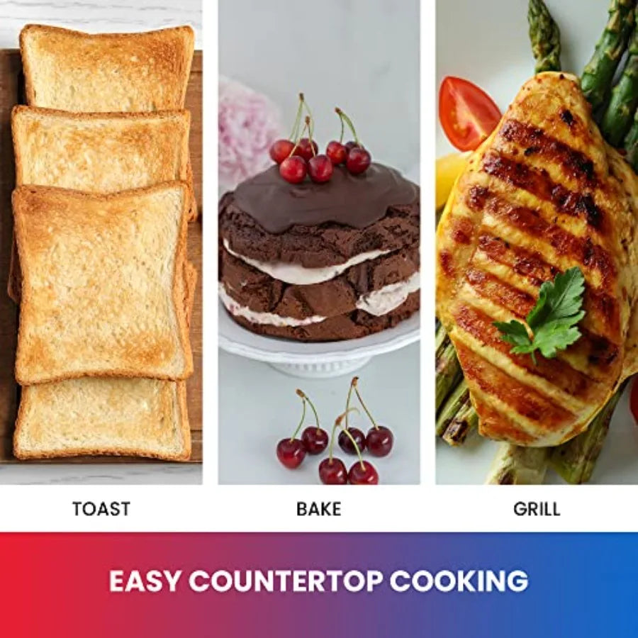 SHXI Toaster Oven Compact Countertop With Toast Bake Broil Timer