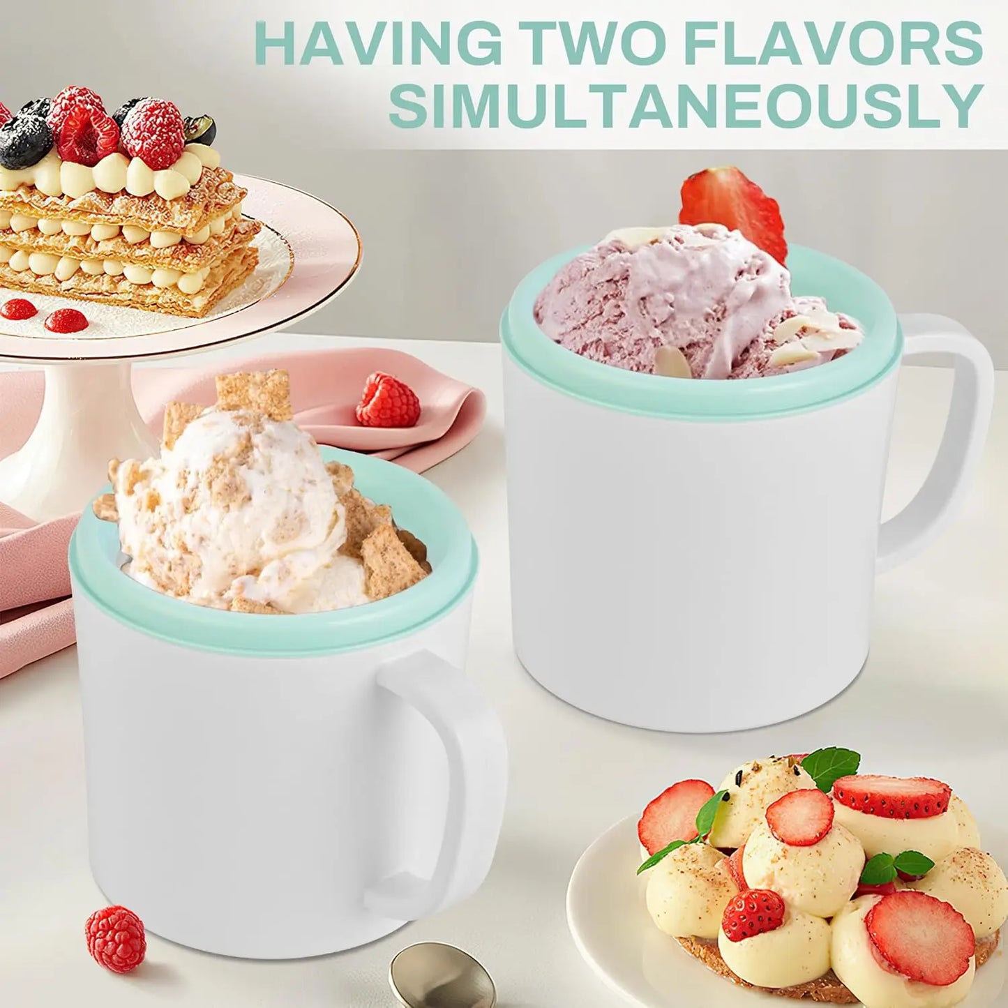 Home Ice Cream Maker With Two Bowls For Countertop Use