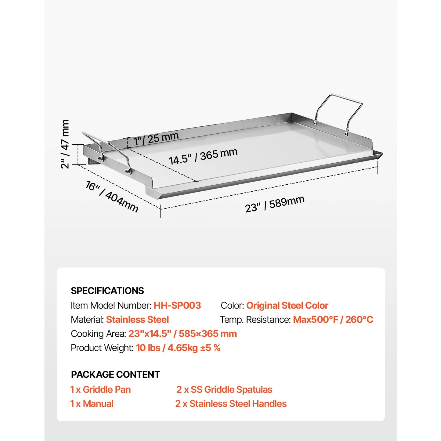 SucceBuy Stainless Steel Griddle Pan Flat Top Gas Grill
