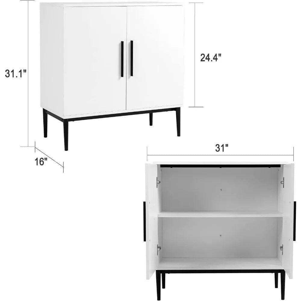 Modern Storage Cabinet With Doors And Metal Base For Office