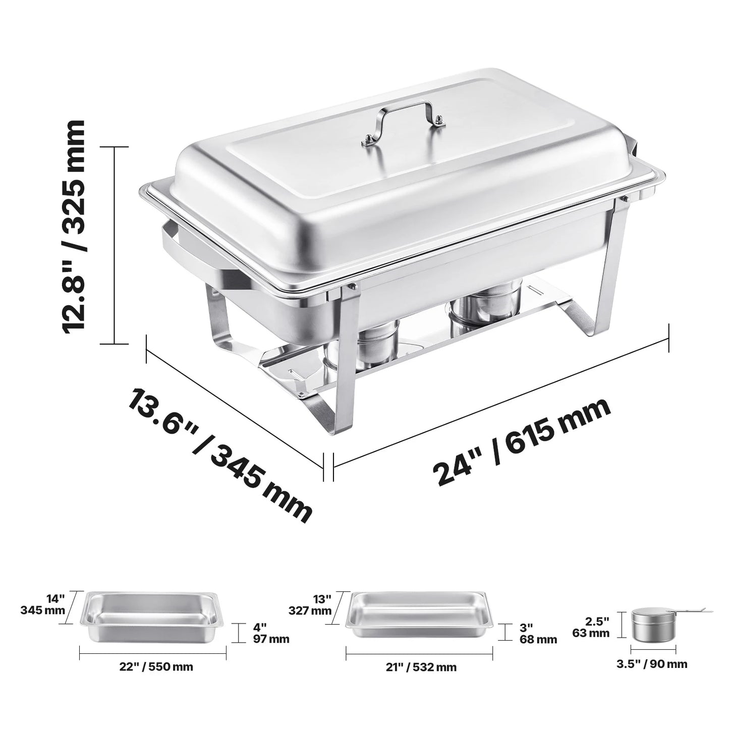 SucceBuy Chafing Dish Buffet Set Stainless Steel Warmer With Pans