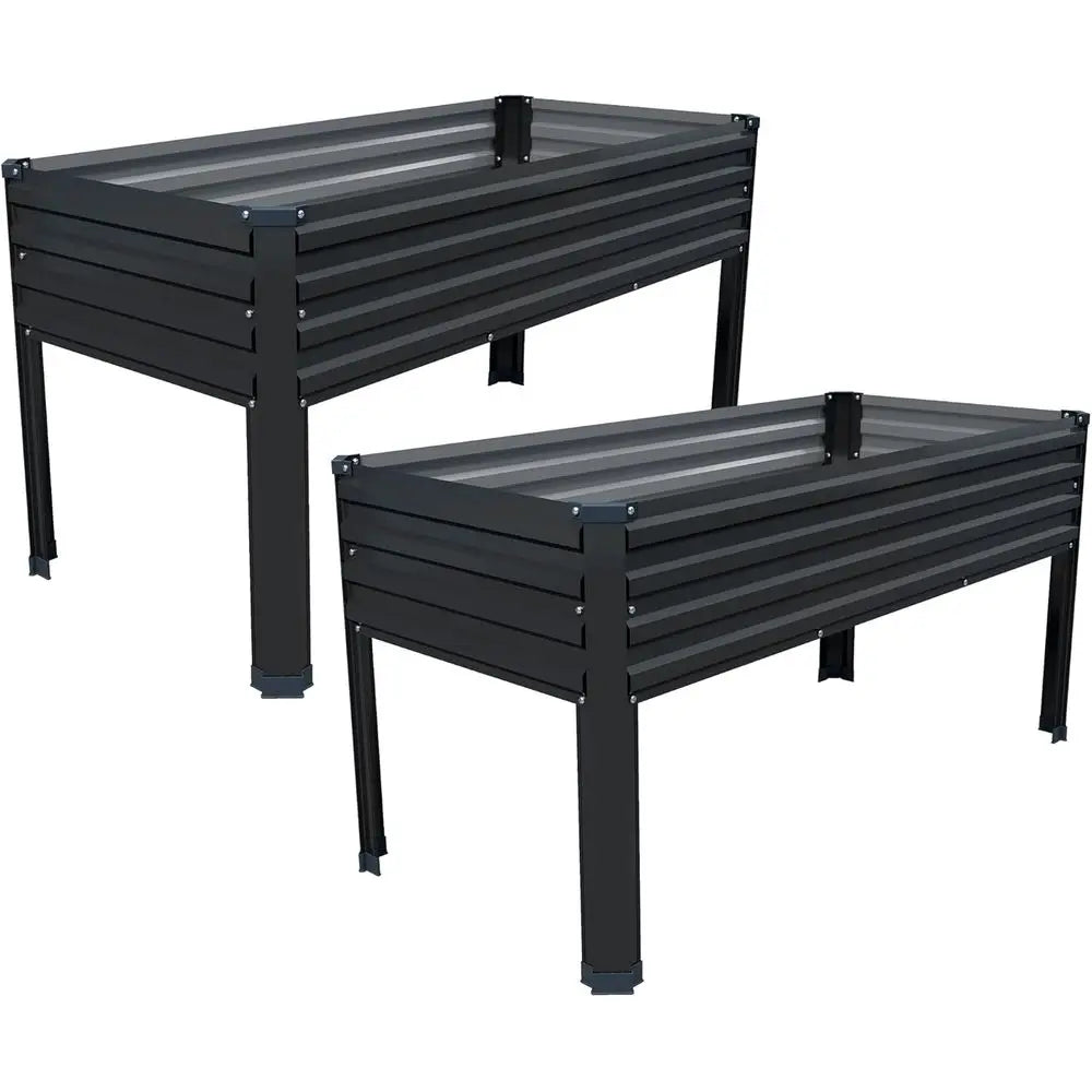 Elevated Galvanized Garden Bed Two Pack Outdoor Planter Capacity 350lbs
