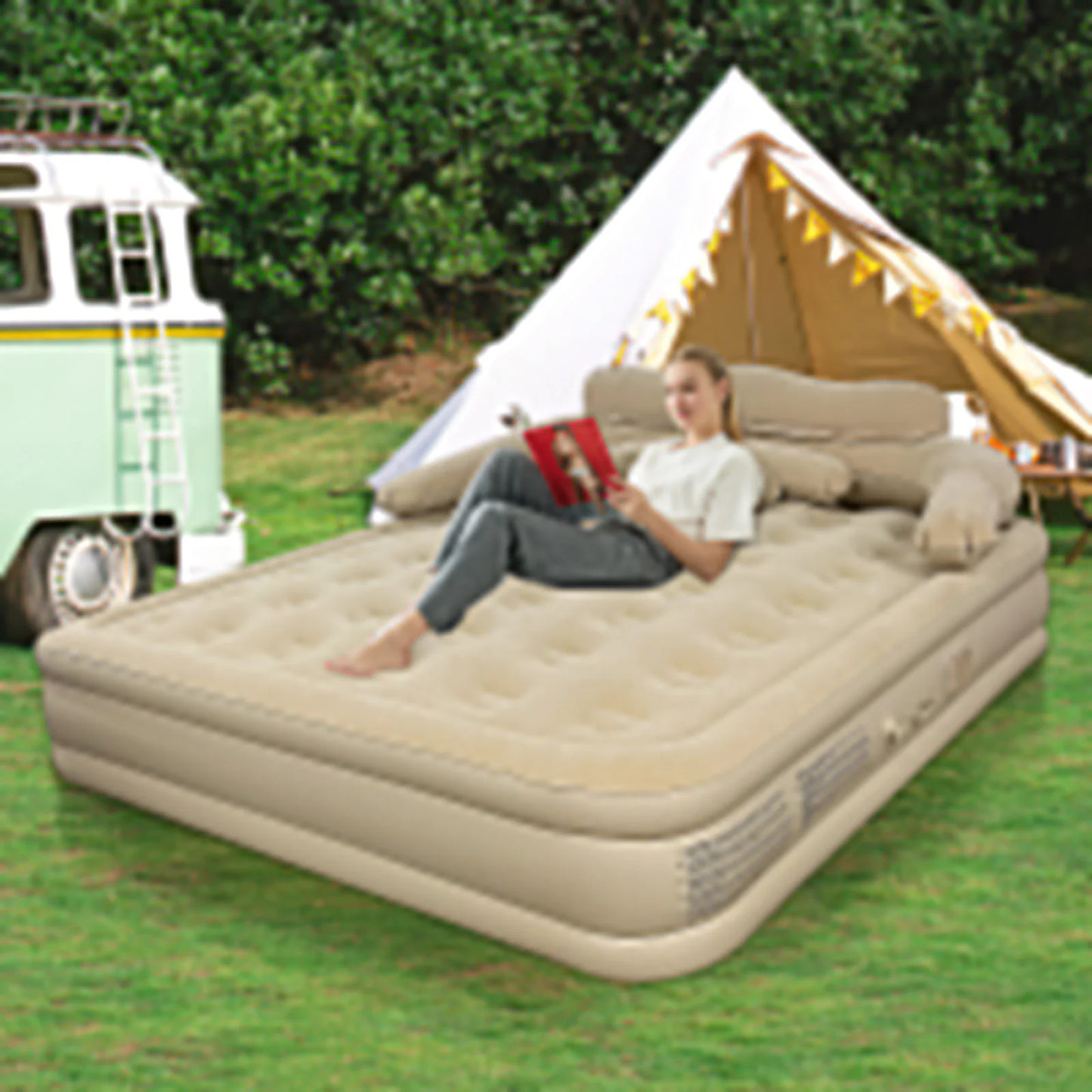 192x182x40cm Inflatable Mattress For Home And Outdoor Sleeping 1-2 Person Camping Air Cushion Portable Folding Sofa Mat