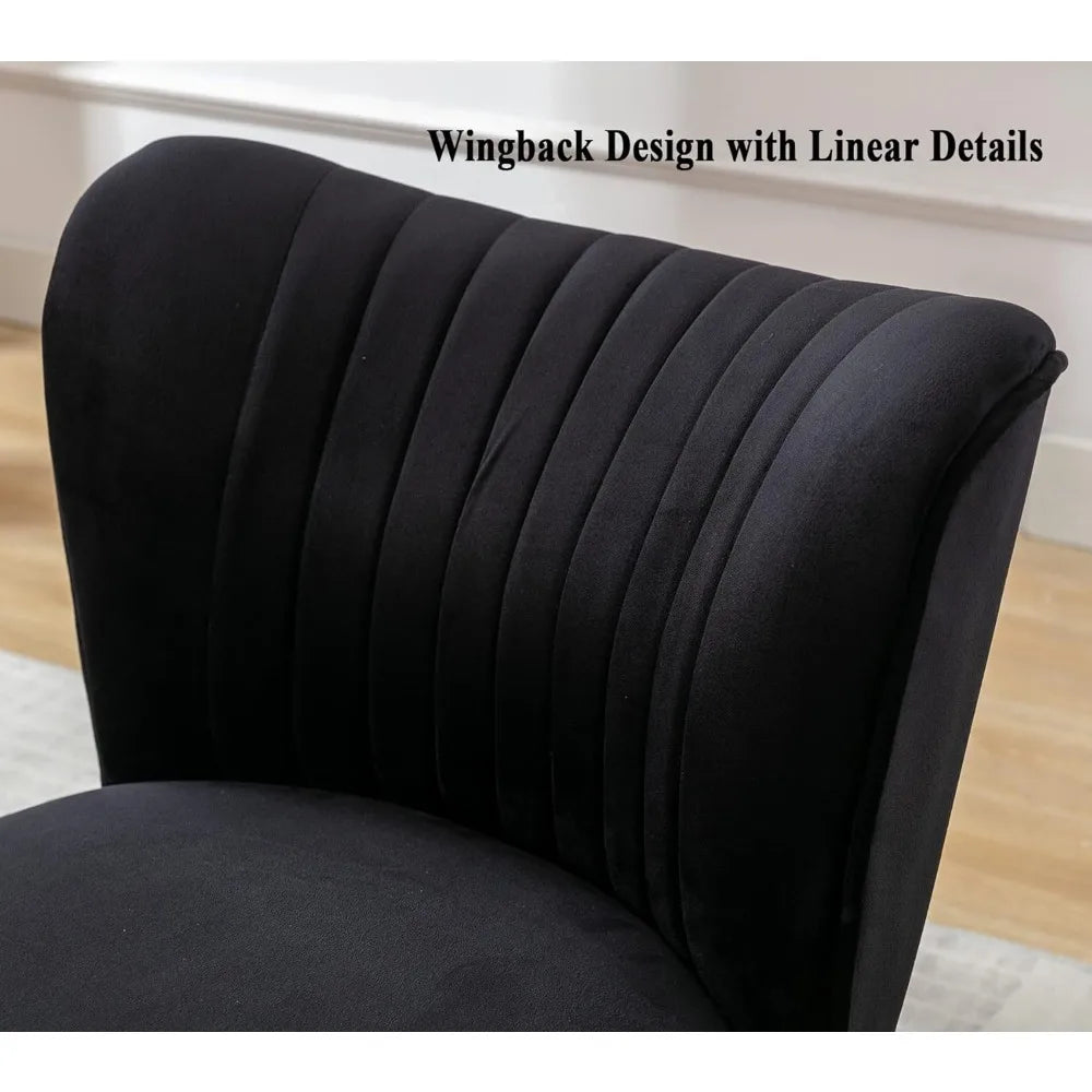 Modern Velvet Wingback Chair Set Of 2 With Gold Legs