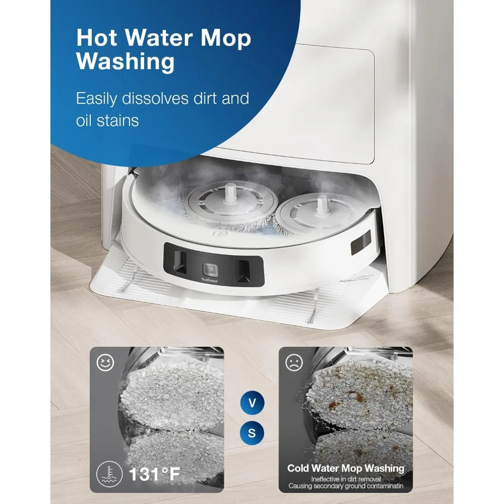 Upgraded version - DEEBOT T20 Omni Robot Vacuum and Mop,Hot Water Mop Washing,Auto Hot Air-Drying,9mm AutoMop Lifting,Dual