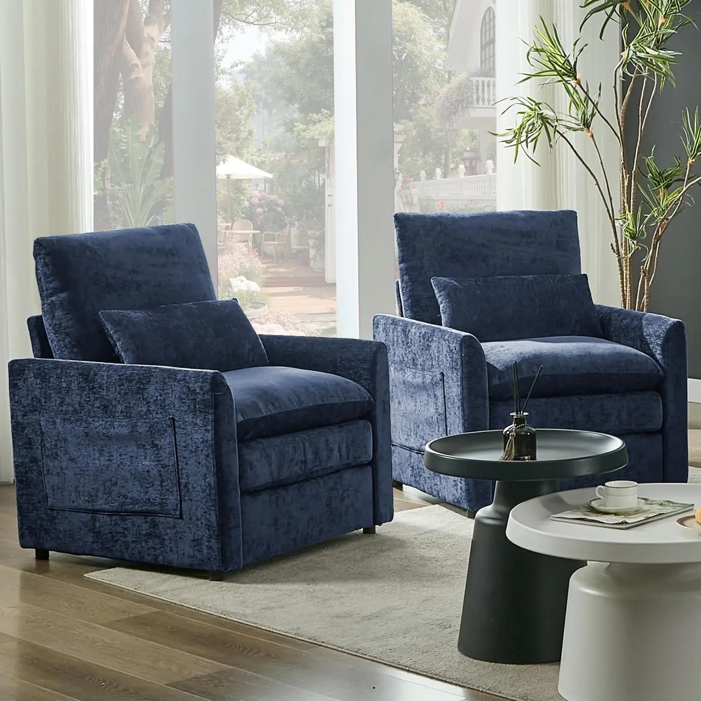 Living Room Arm Chair Set Two Modern Accent Chairs