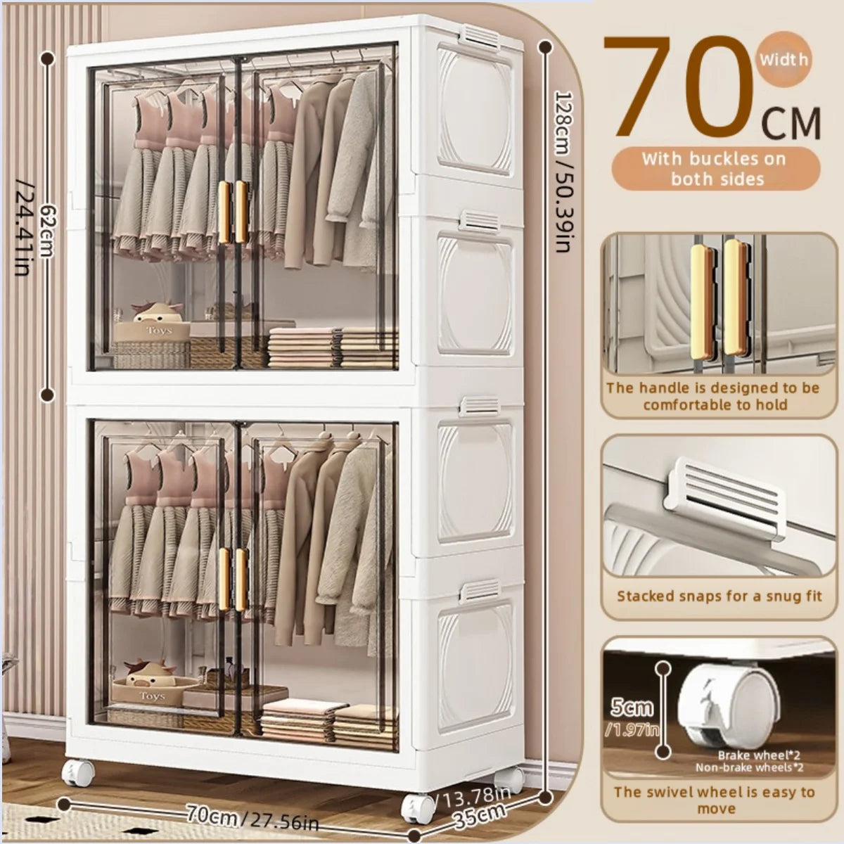 NONECN Foldable Plastic Storage Box For Bedroom Closet