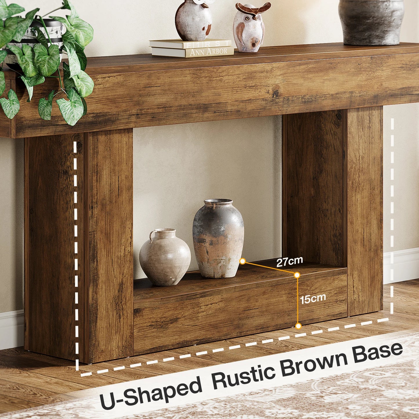 Tribesigns Farmhouse Two Tier Console Table With U Shaped Base