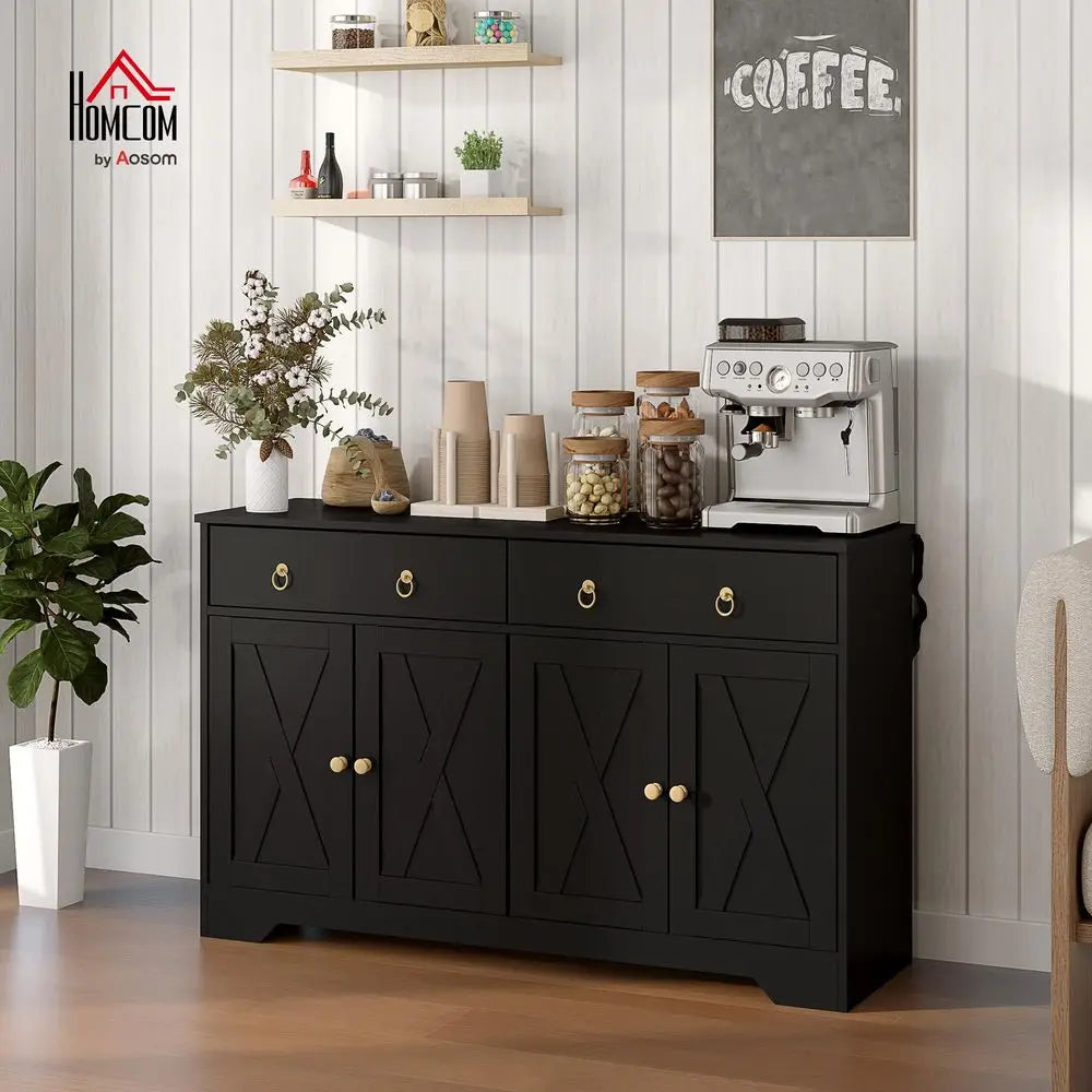 Sideboard Buffet With 2 Drawers And Barn Doors Farmhouse Kitchen Cabinet