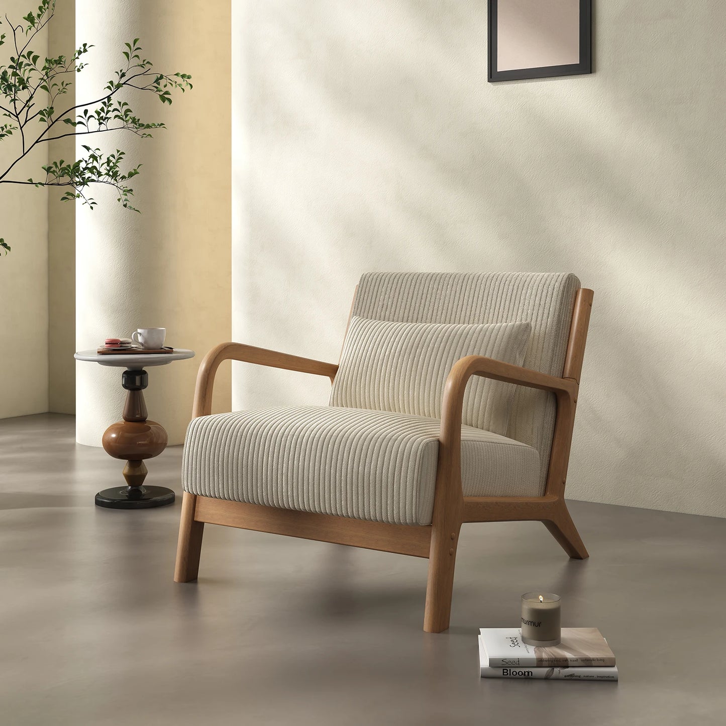 QWICover Mid Century Modern Accent Chair Fabric Armchair