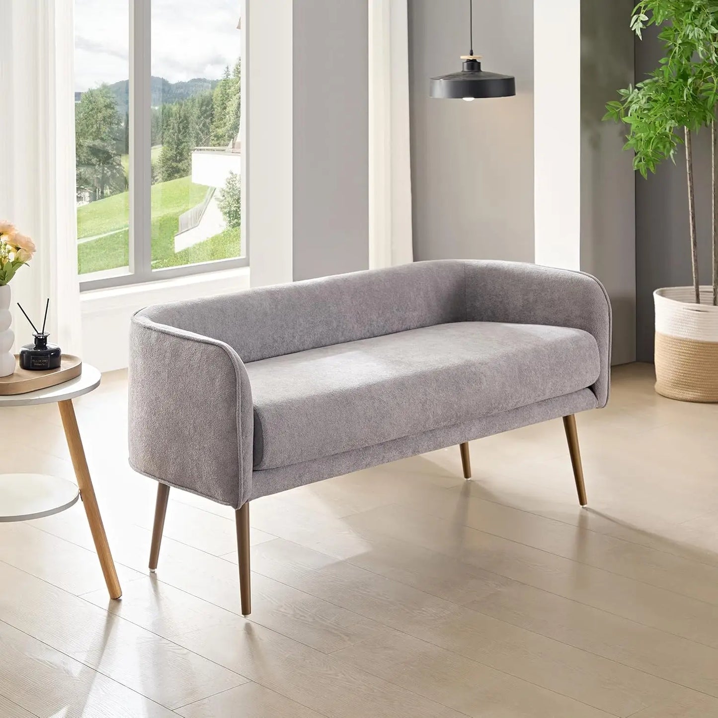 Angduo Bedroom Bench With Low Back Inside Metal Frame