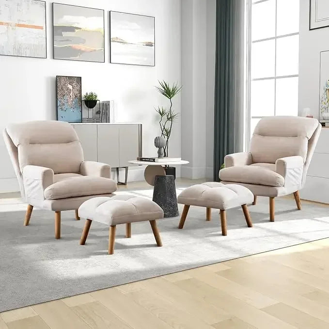 Best Accent Chair with Ottoman – Adjustable Backrest & Side Pockets