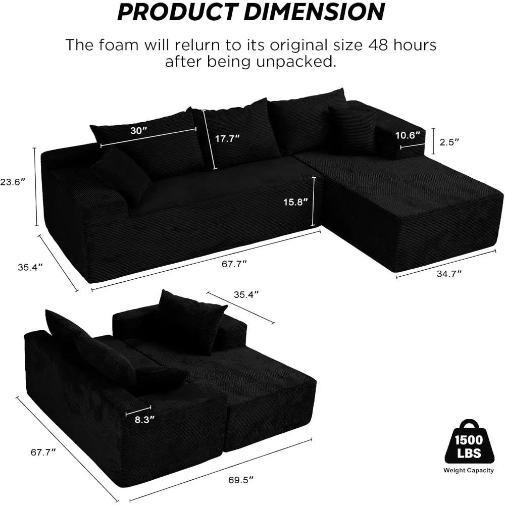 Cloud Sectional Sofa Box With L Shape Chaise Modern Modular