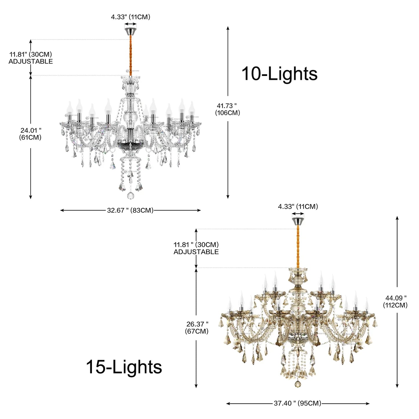 Ridgeyard K9 Crystal Chandelier Four To Eighteen Arms