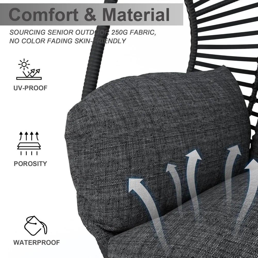 Hanging Egg Chair with Stand - Egg Swing Chair Outdoor Indoor Patio Wicker Chair Swing Hammock Egg Chairs 400lbs Capacity