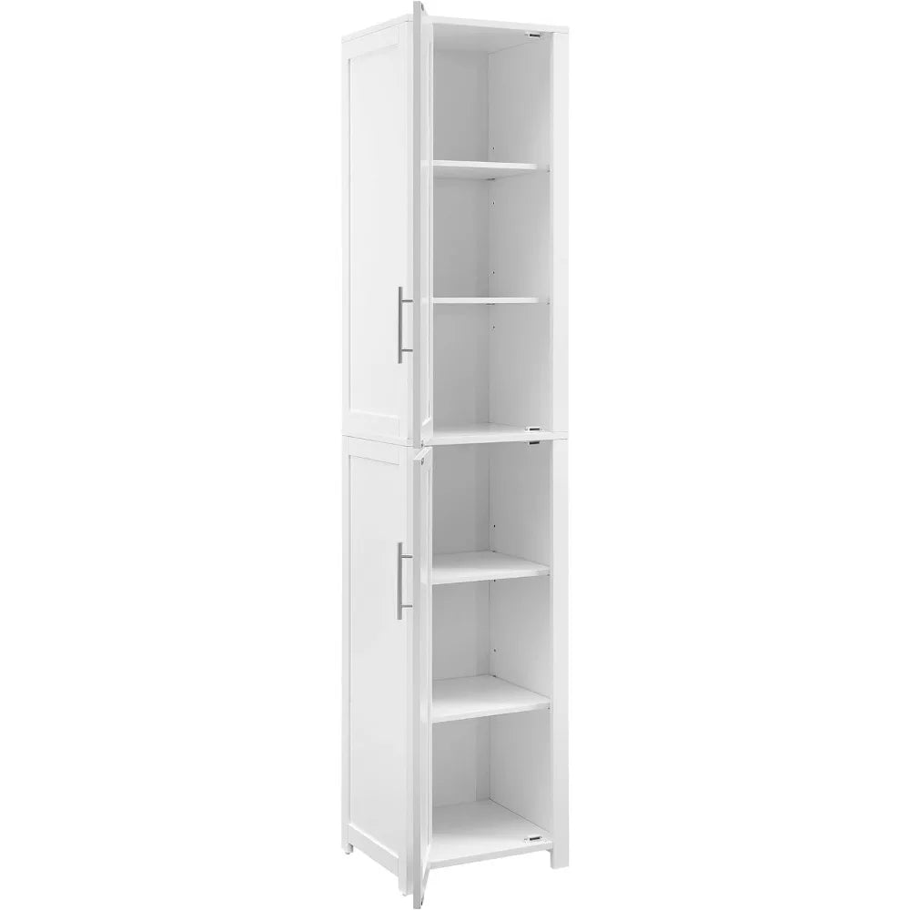 Linen Storage Cabinet for Laundry and Bathroom, Shelves Included, White