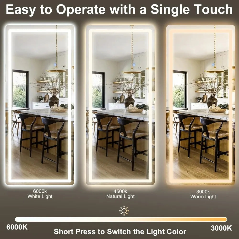 HUANHUI Full Length Mirror With LED Lights 3 Color