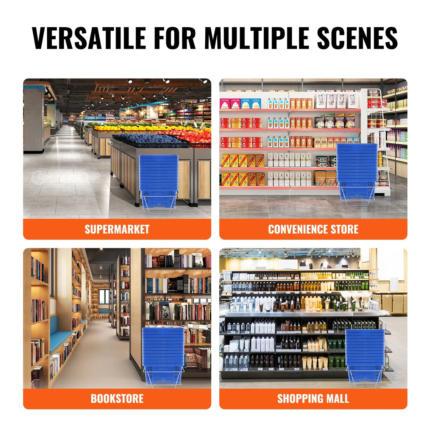 SucceBuy 12 Pack Shopping Basket With Durable Handle Stand