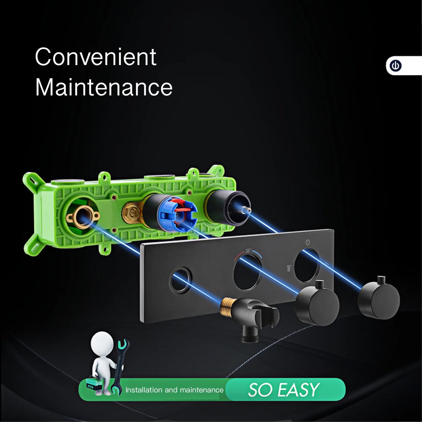 Light luxury brass thermostatic Gun gray bathroom faucet Wall-mounted design Double handle  Cold & Hot dual-control bathtub Tap