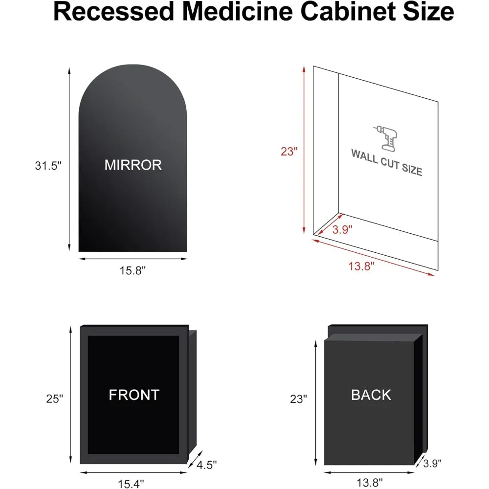 ANGDUO Arched Medicine Cabinet With Mirror For Bathroom