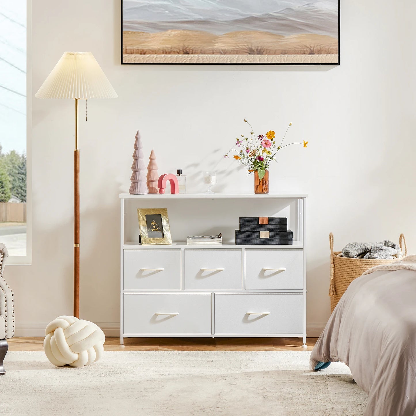 JHK Bedroom Wardrobe Chest With Fabric Drawers Storage Cabinet