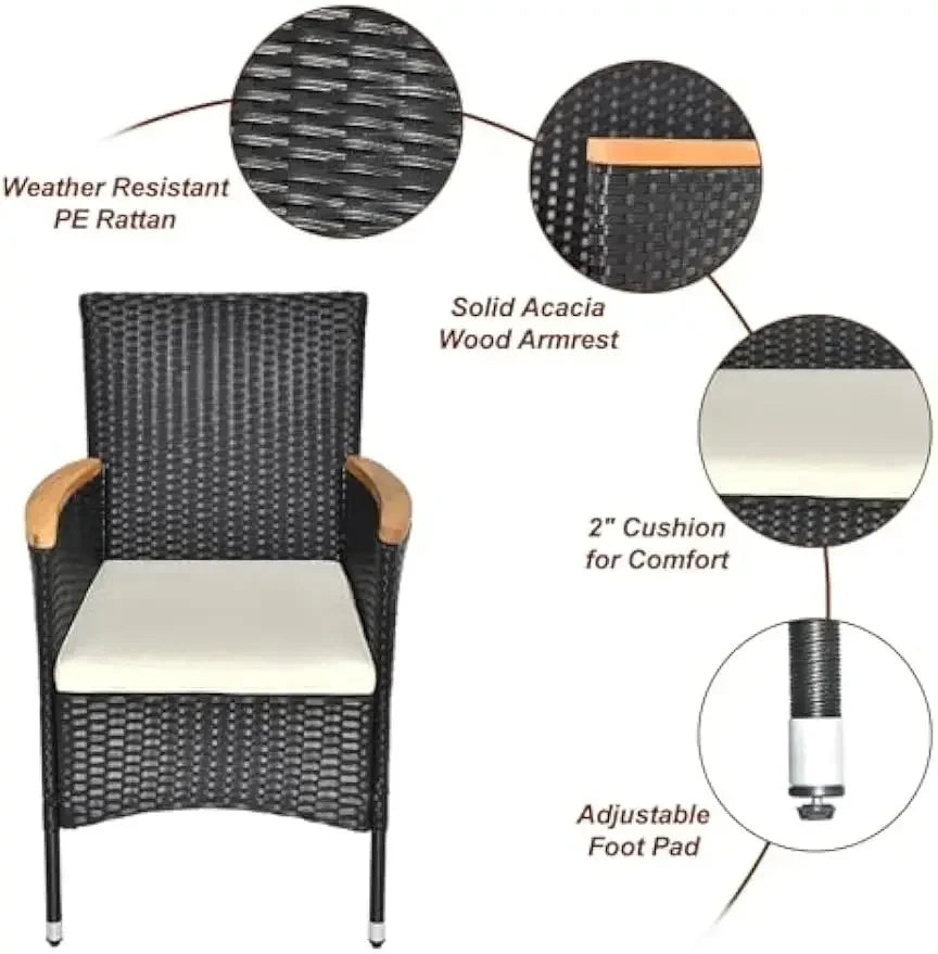 XMSJhignconcerned 7 Piece Patio Dining Set Wicker Table