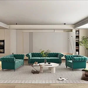 DAFIFY Velvet Chesterfield Living Room Set Sofa Loveseat
