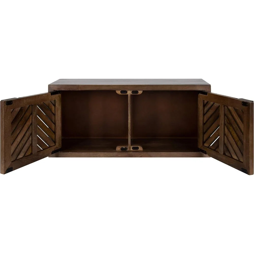 Coastal Style Two Door Wall Cabinet Decorative Storage