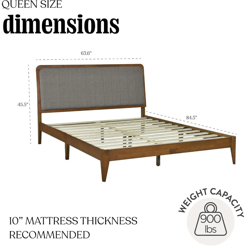 Yanying Raven Solid Wood Bed Frame Mid Century Modern