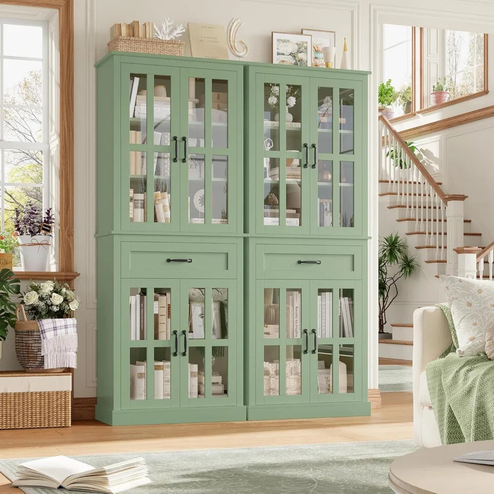 Kitchen Cabinet With Glass Doors And Drawers Freestanding Pantry