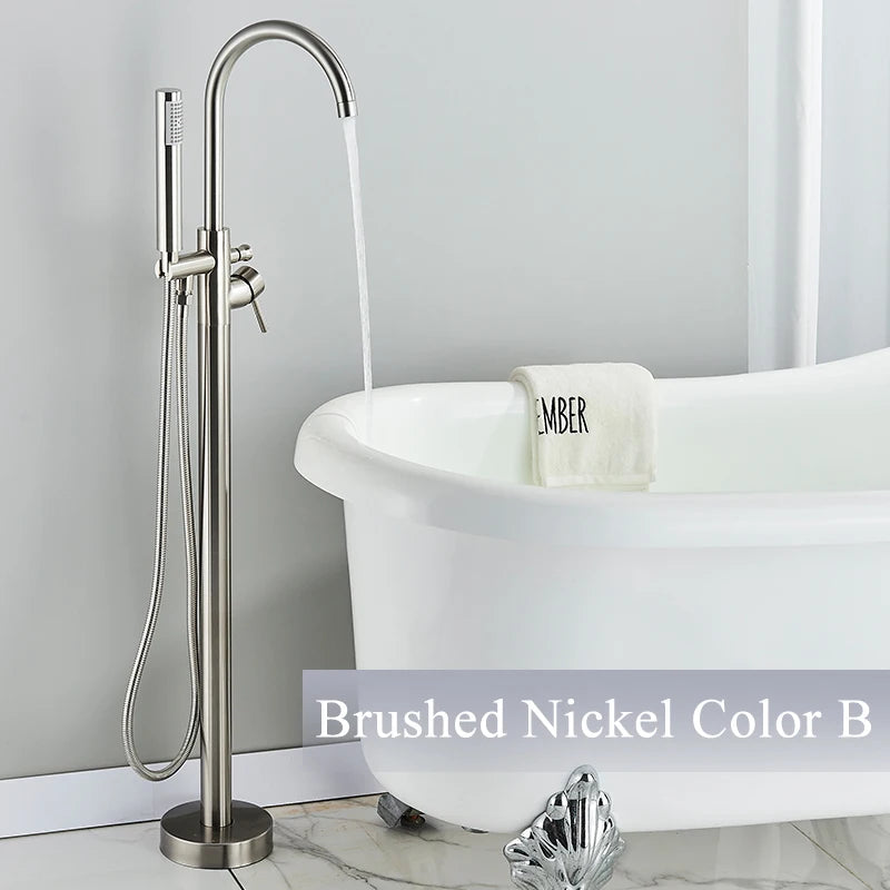 Rozin Floor Standing Bathtub Faucet Big Boss Brushed Finish
