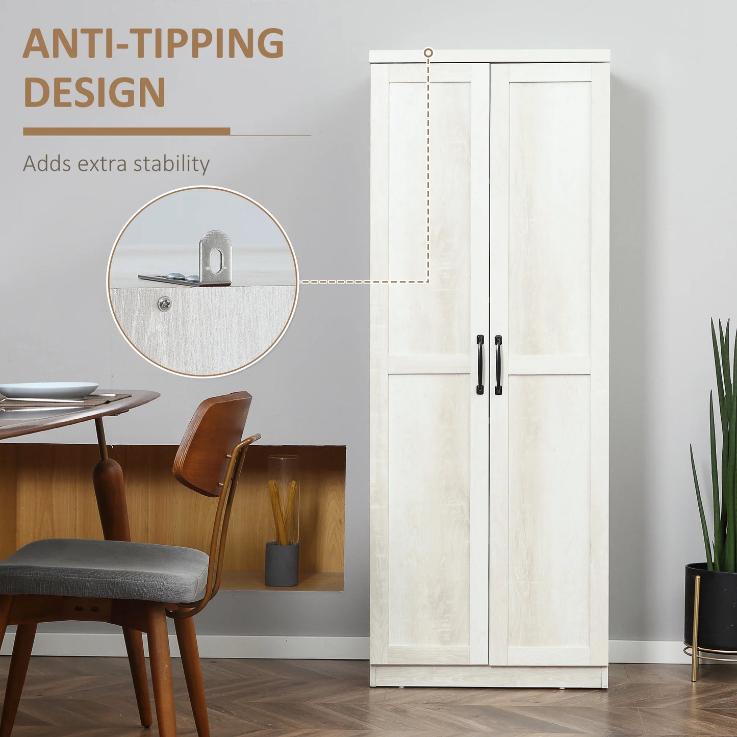 HOMCOM Rustic Kitchen Freestanding Cabinet Pantry Storage