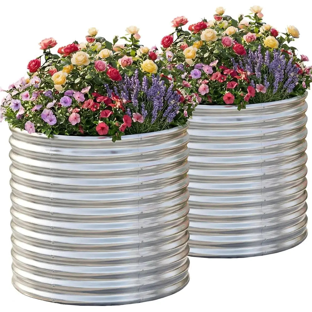 Galvanized Steel Raised Garden Beds Set Of 2 For Outdoor Use