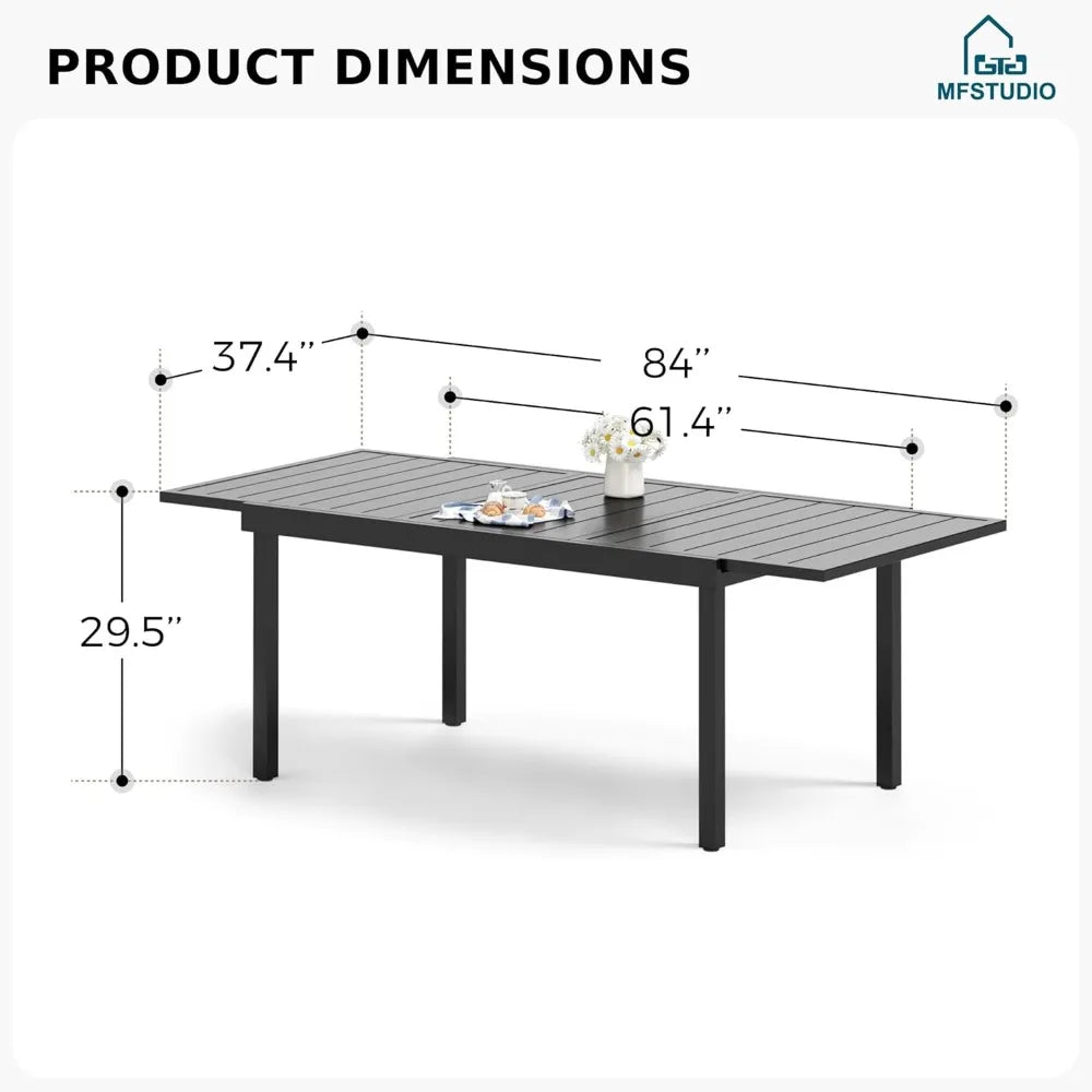 MKDK Outdoor Patio Dining Table Rectangular Alloy Steel