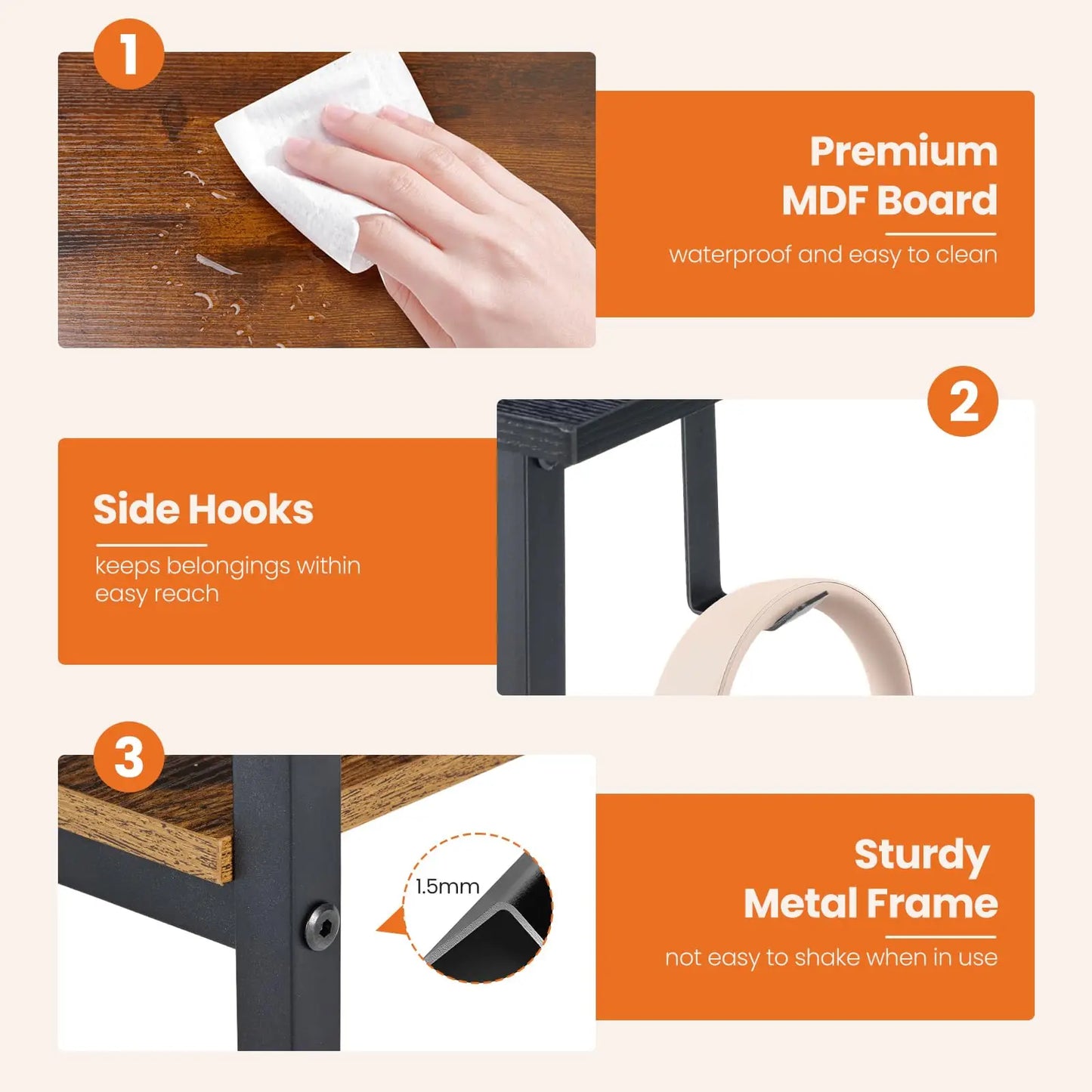 JHK 47 Inch Computer Desk With 2 Drawers For Study Office Gaming Wood Table Modern Work Desk