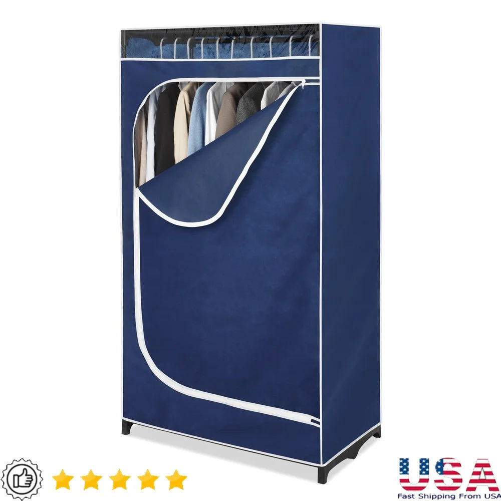 XMSJ Freestanding Clothes Closet Organizer With Fabric Cover