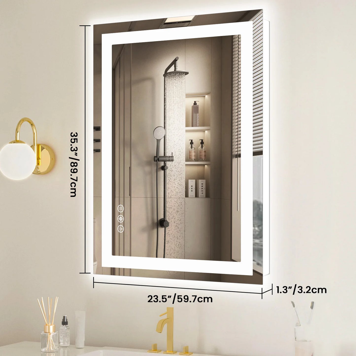 JHK LED Wall Mount Vanity Mirror With Memory Function