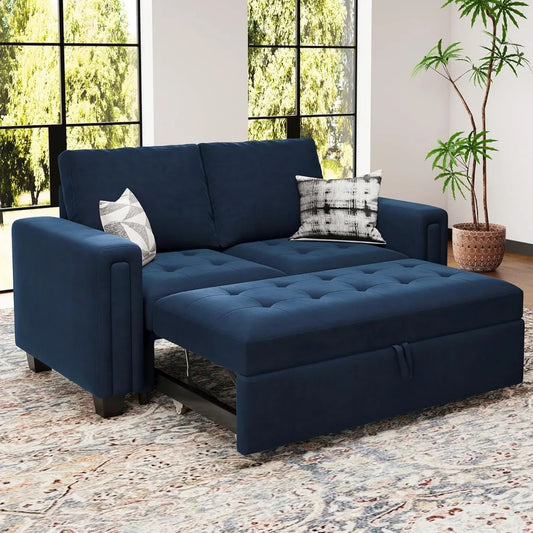 Modular Sectional Sleeper Sofa with Pull Out Couch Bed Modular Sleeper Loveseat Sectional Sofa Velvet Fabric for Living Room Ap