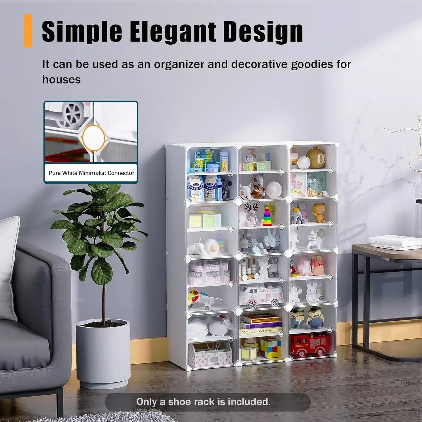 96 Pair Shoe Rack Organizer, 12 Tier Plastic Shoe Rack with Door, White, 18.7"H, US Stock storage containers