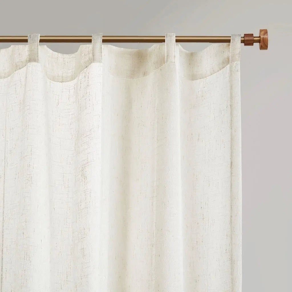 Yarn Dye Linen Sheer Curtain Panel Pair for Windows