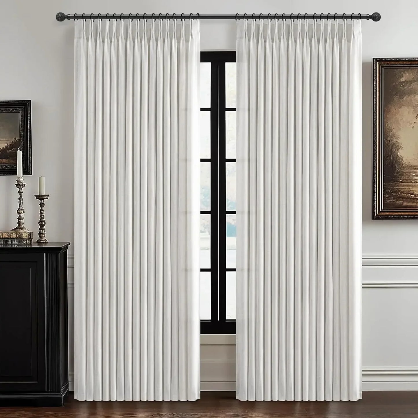 XMSJ Linen Curtain Panels Set Modern Bedroom 2 Panel Set