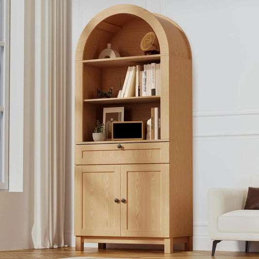 Chengwei Arched Pantry Cabinet Engineered Wood With Smooth Gliding Drawers