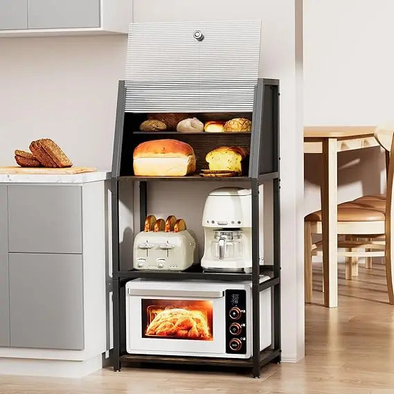 RBXC 2 In 1 Bread Box Baker Rack For Kitchen Organizers